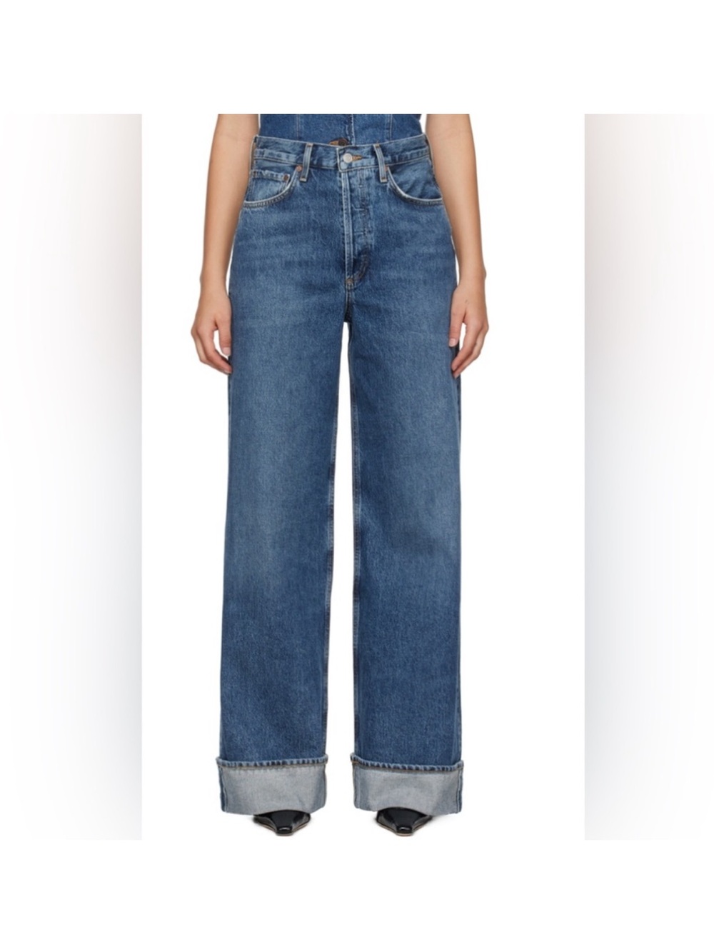 AGOLDE Dame High Rise Wide Leg Jeans Size 26 Blue Denim